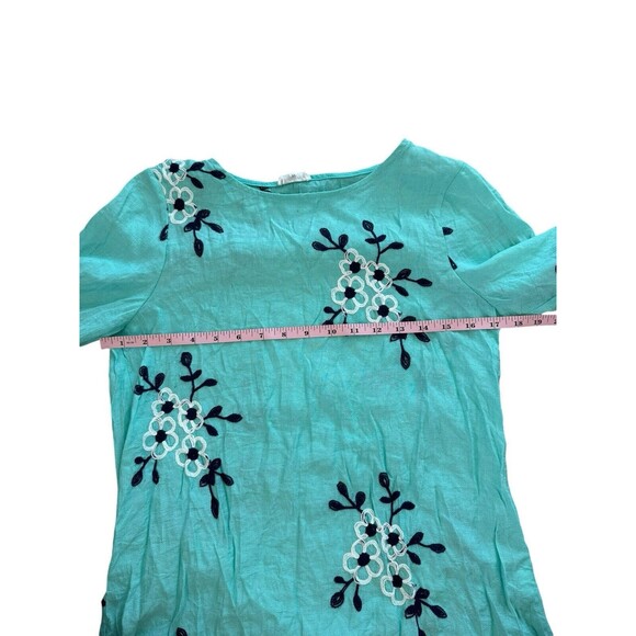 Anthropologie Kindred Blue Floral Embroidered Tunic Top Size PS Feminine Classic - Picture 3 of 5
